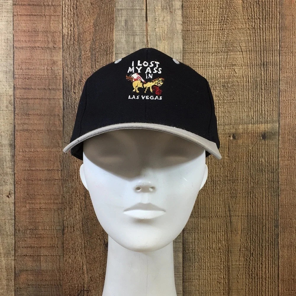 KC Black I Lost My Ass In Las Vegas Funny Gag‎ Embroidered Snap Back Cap